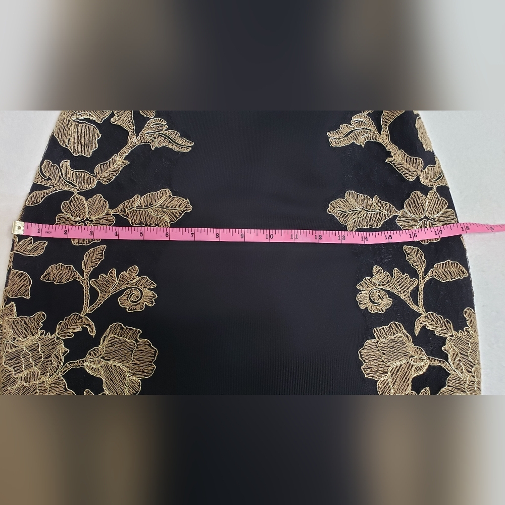 Tadashi Shoji Kami Dress Black & Gold  Knee length Sleeveless Size 6 Petite - Picture 12 of 16